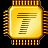 A gold colored computer chip with the number seven on it.